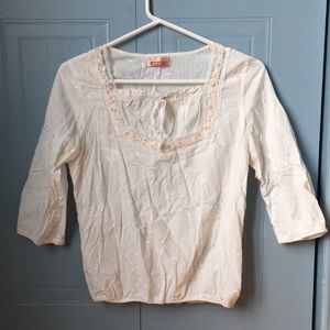 Square neck white blouse